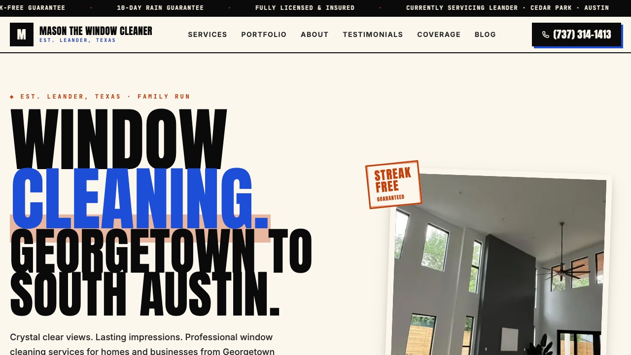 Mason Hoff Window Cleaning website by M Studio